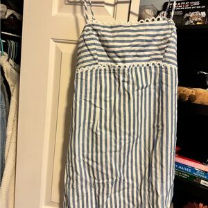 Blue and White Striped Mini Dress